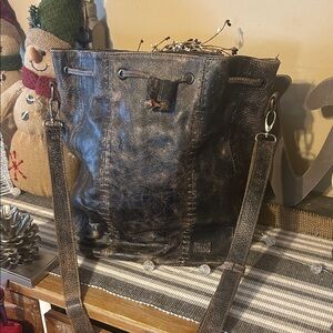 Bed Stu Distressed Brown Leather Crossbody Bag